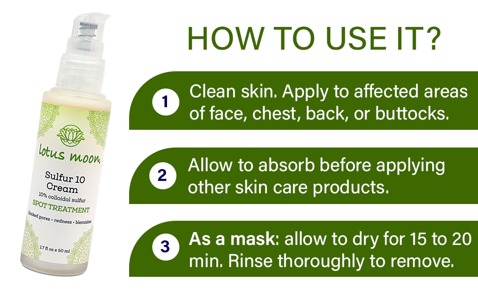 A robust 10% sulfur concentration gently unclogs pores, acne spot treatment