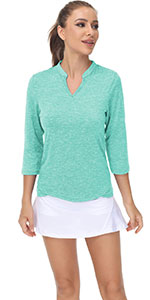 3/4 sleeve golf polo shirt quick dry tops