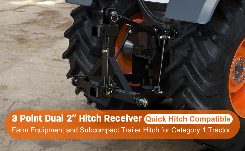 Sulythw 3 Point Hitch with Dual 2” Receiver, Quick Hitch