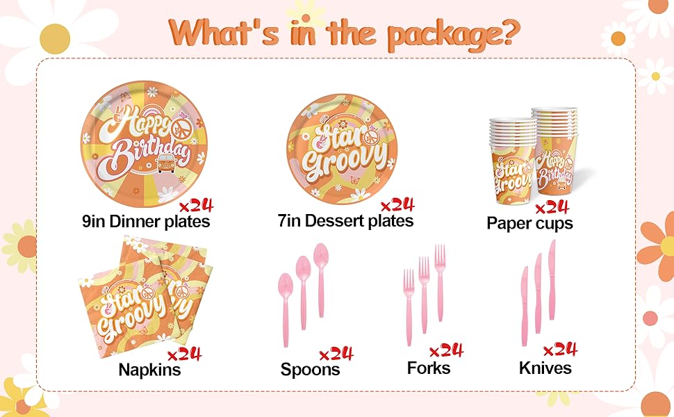 Groovy Plates and Napkins Groovy Birthday Decorations Boho