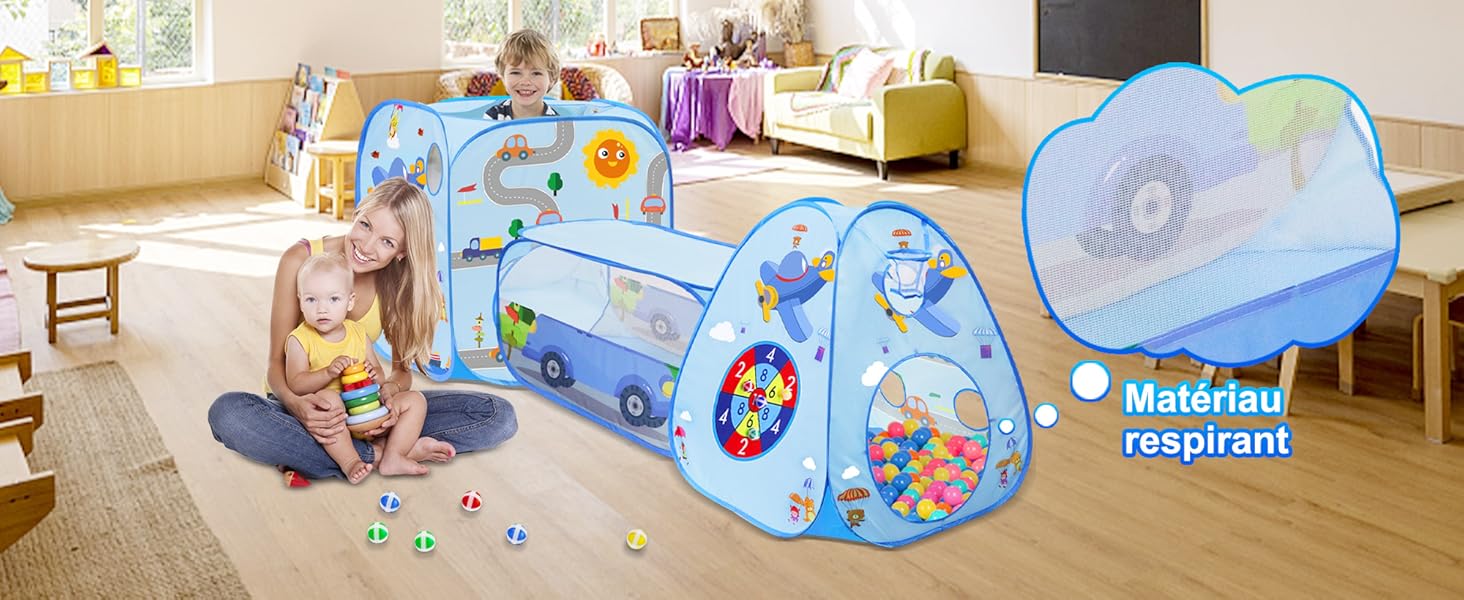MAIKEHIGH Tente Tunnel Enfant, 3 en 1 Popup Piscine a Balle pour Bébé