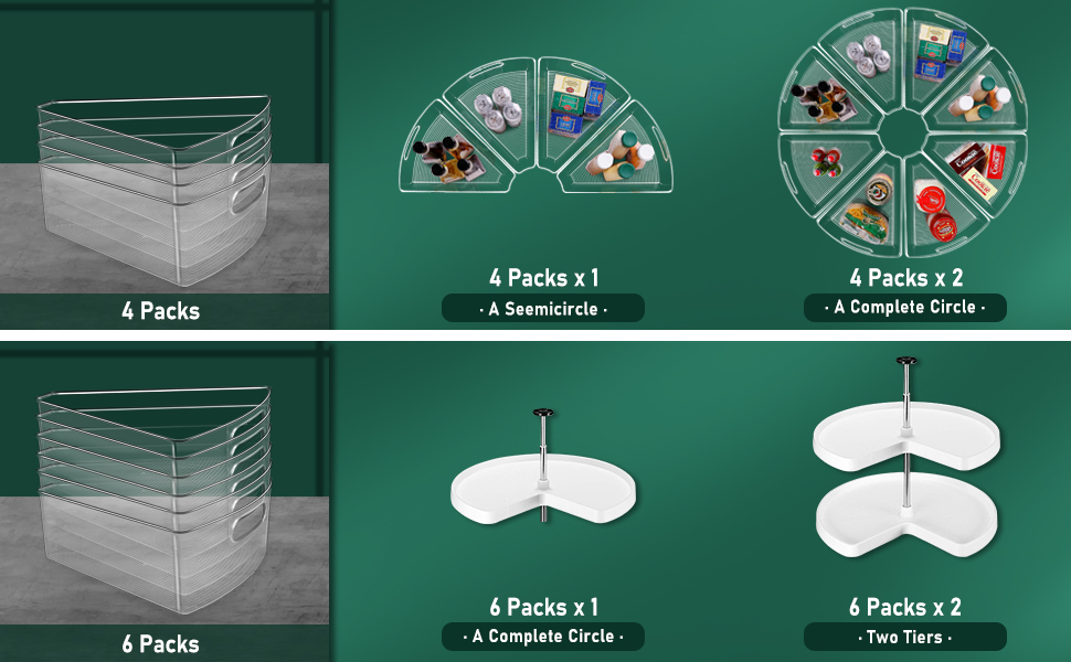 JEISSLIA Lazy Susan Organizer Bins for 26" or 28