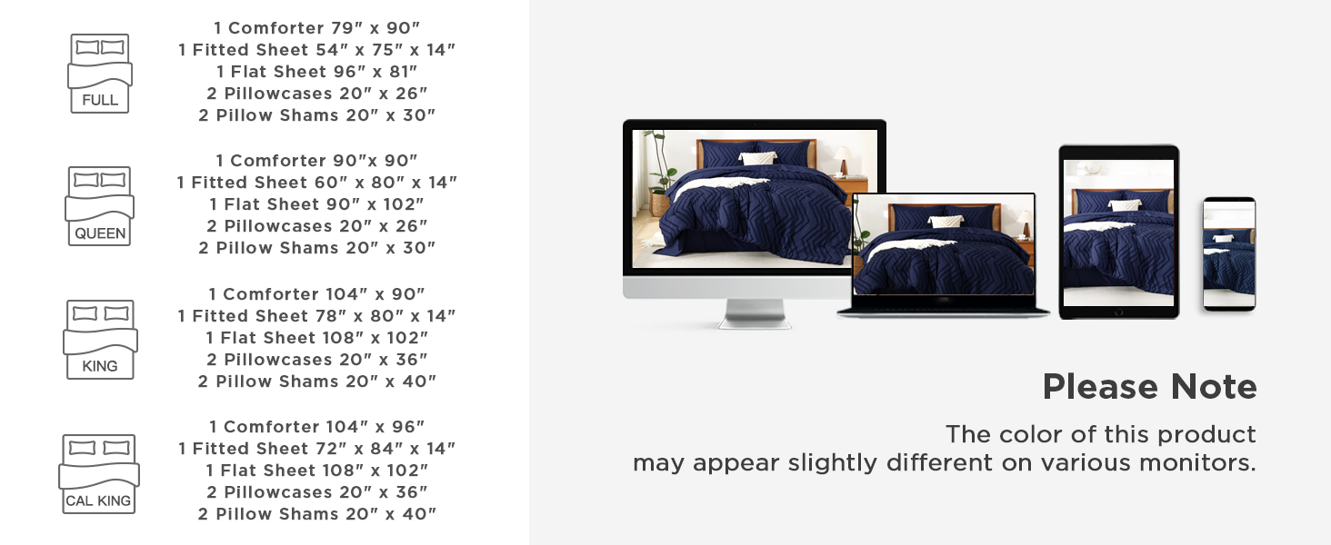 Litanika Queen Size Comforter Set with Sheets Navy Blue 7