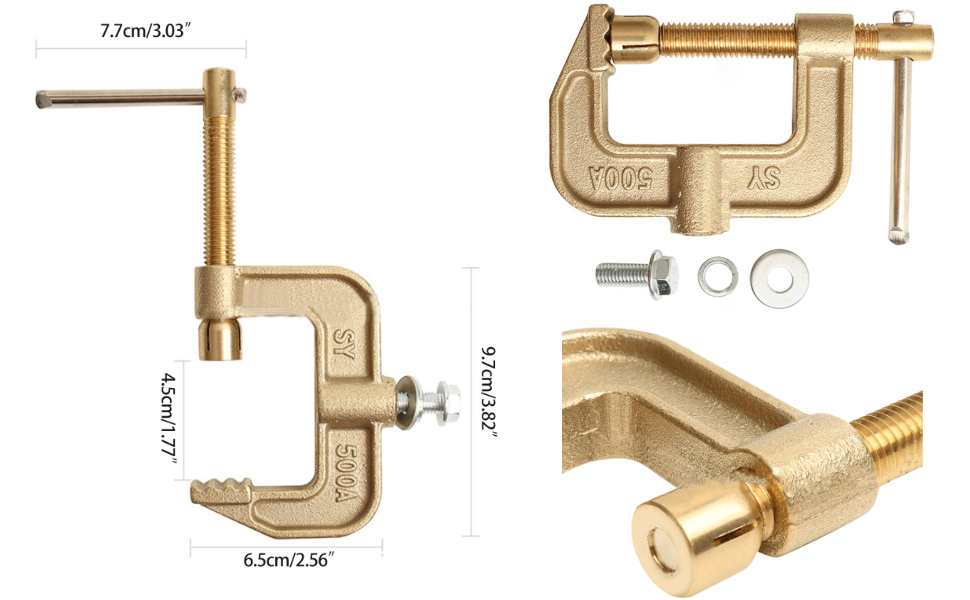 500A Brass Material Classical G Shape Ground Welding Earth Clamp Brass Welding Clamp for Welding