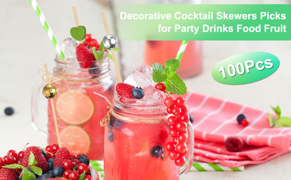 Cocktail Picks Mirror Pearl Bamboo Toothpicks for Drink