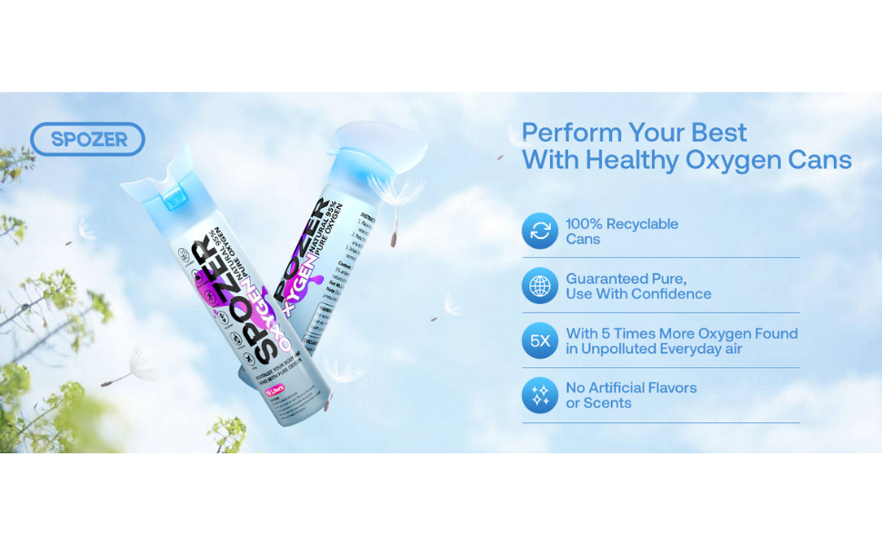 Amazon.com: SPOZER Portable Oxygen Can 95% Pure O2 10 Liter Oxygen - Best Oxygen Supplement For High Altitude