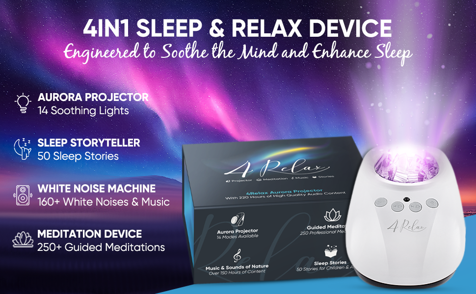 sleep aid, white noise machine, meditation device, aurora projector, galaxy projector, adults, baby