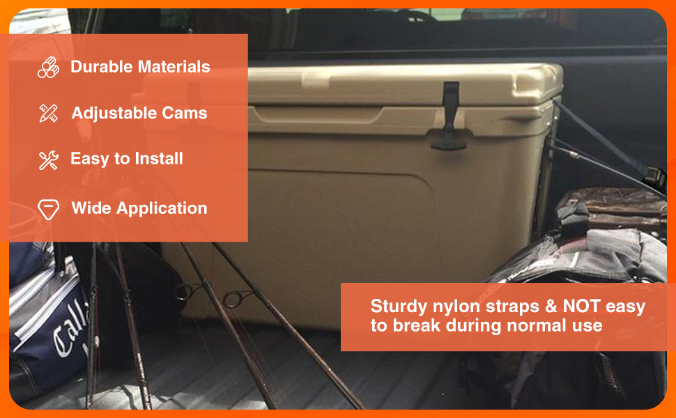 Omoojee Cooler Tie Down Kit, Fixed Straps for YETI and for RTIC Coolers to Boat