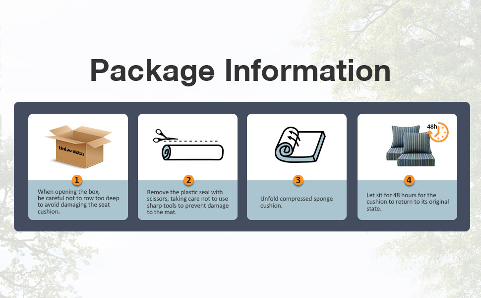Outdoor cushion package - opening and recovery guide 