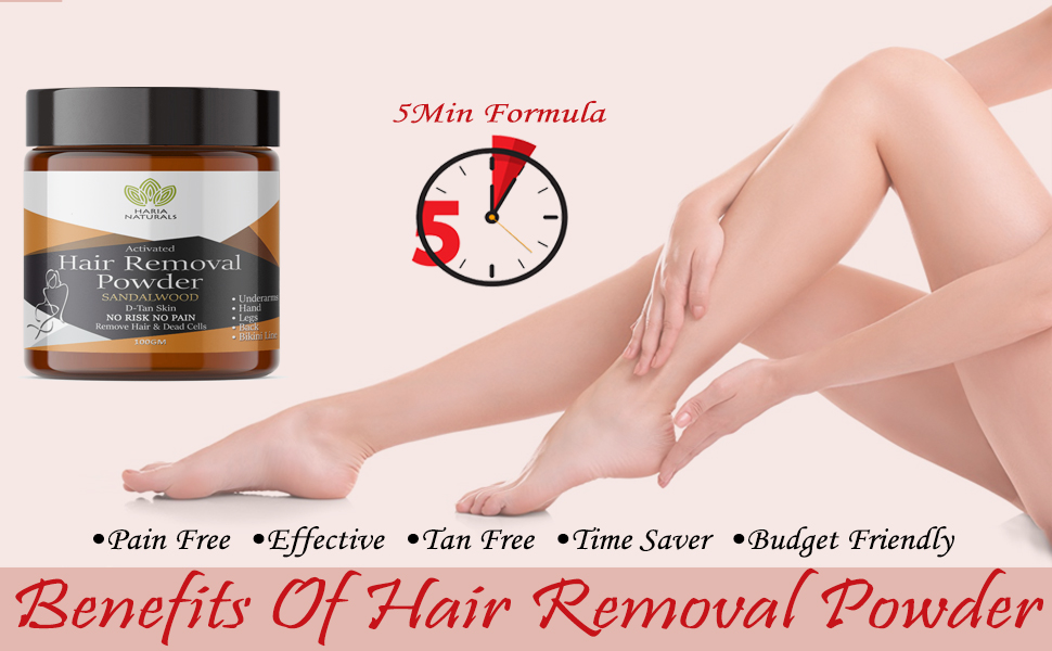 Buy Haria Naturals Activated Hair Removal Powder (Sandalwood Fragrance) For Underarms, Hand