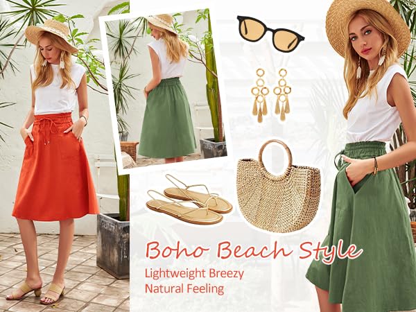 Amazon.com: KANCY KOLE Linen Skirts for Women Midi Length