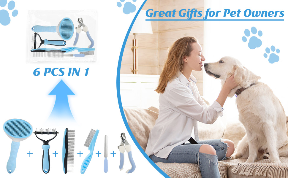 6 In 1 Dog Brush Dog Grooming Kit Undercoat Rake