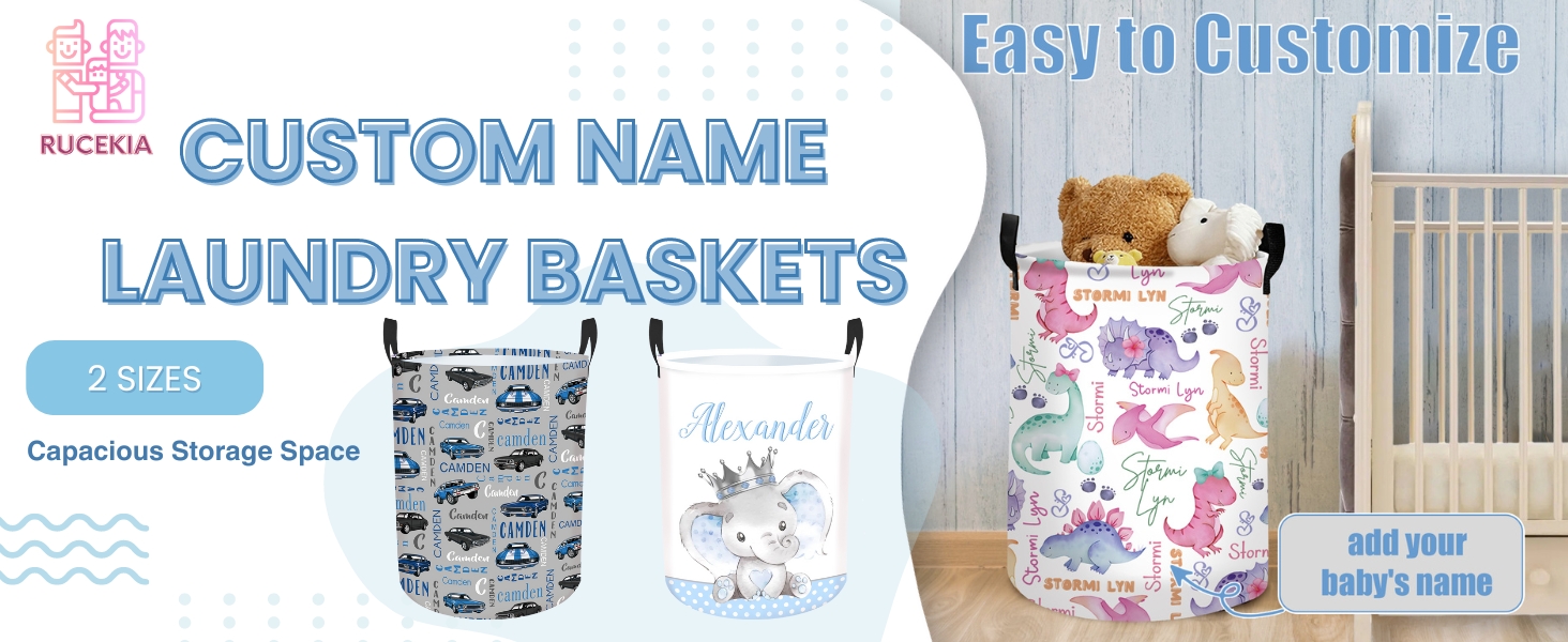 Rucekia Personalized Baby Girl Laundry Basket for Nursery