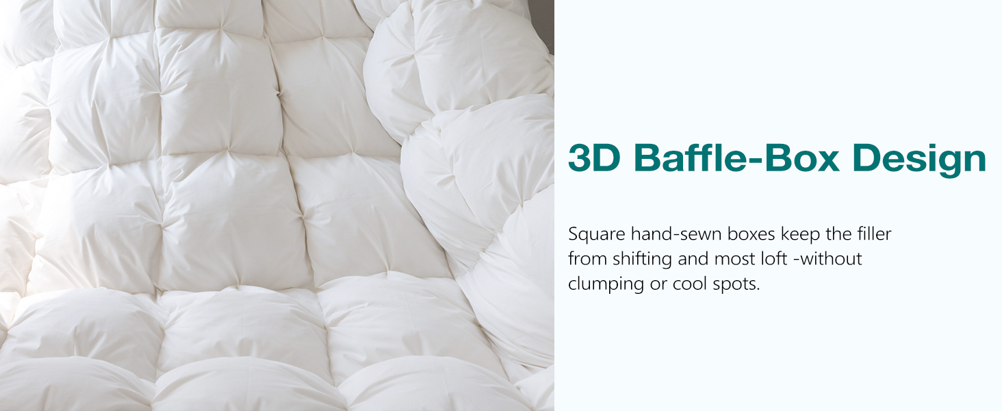 KAKABELL Pinch Pleat Goose Down Feathers Comforter King