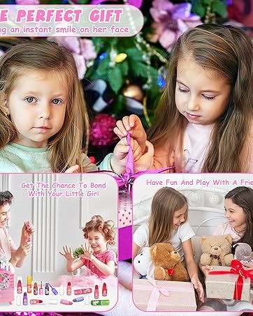53 Pcs Kids Makeup Kit for Girl - Real Cosmetic Kids Makeup kit