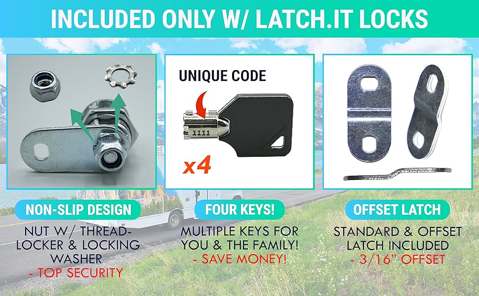 LATCH.IT 7/8” RV Storage Locks 2Pack RV Compartment Locks Utility