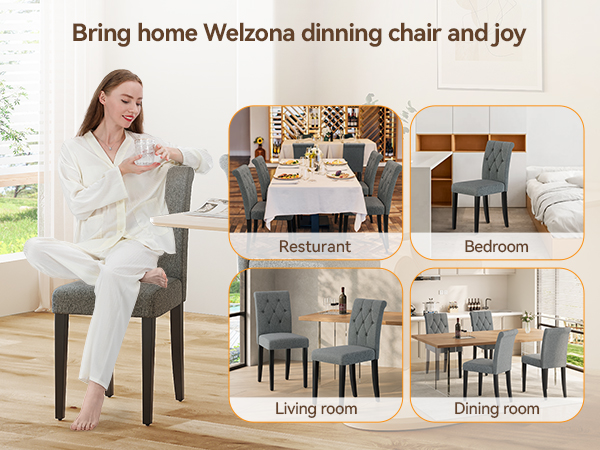 Amazon.com - Welzona Upholstered Dining Chairs Set of 4