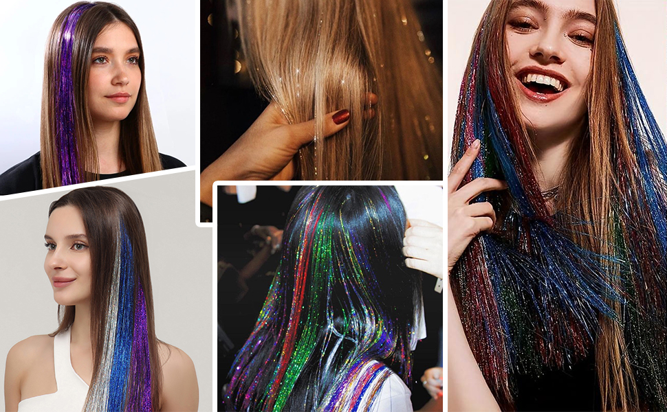 Sparkling Shiny Tinsel Hair Extensions