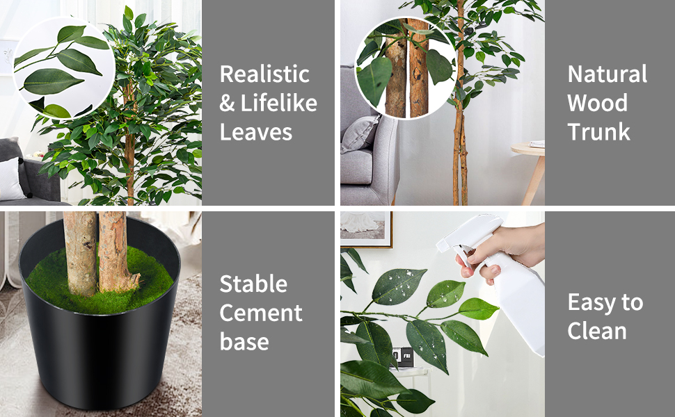 Aphighjoy Faux Plants Artificial Ficus Trees Eucalyptus