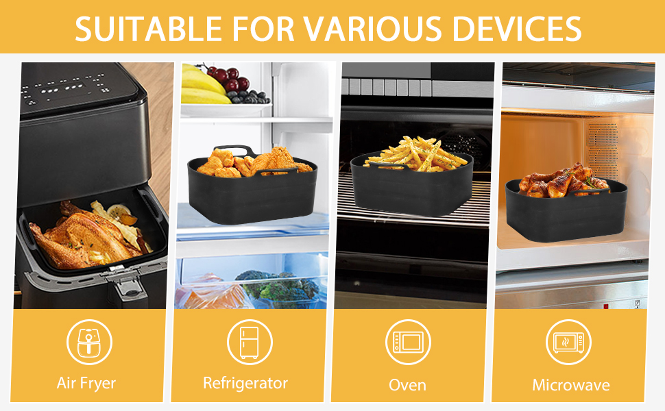 Silicone Air Fryer Liners 3PCS Set Collapsible Ninjas Air Fryer