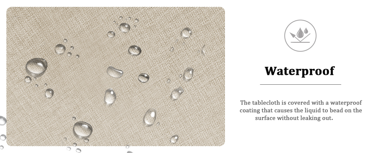 HolaFish Faux Linen Waterproof SpillProof Tablecloth Stain