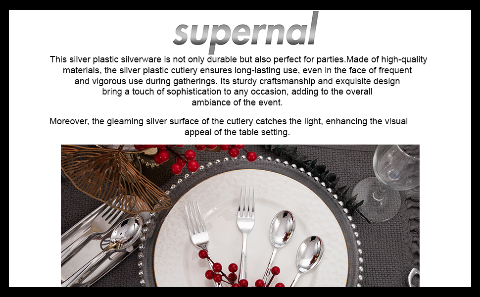 Supernal 400 Silver Plastic Forks and Spoons, Silver