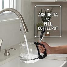 delta faucet voiceiq kitchen sink faucet pull down sprayer coffee pot