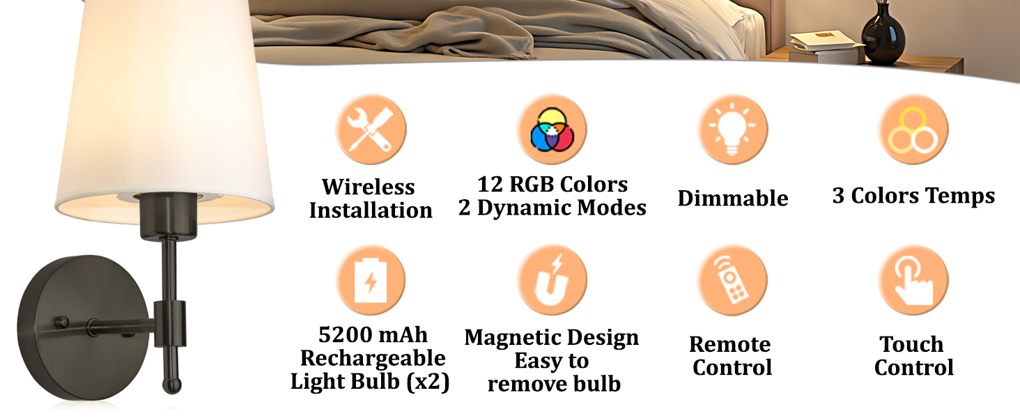 battery wall sconces set of two
