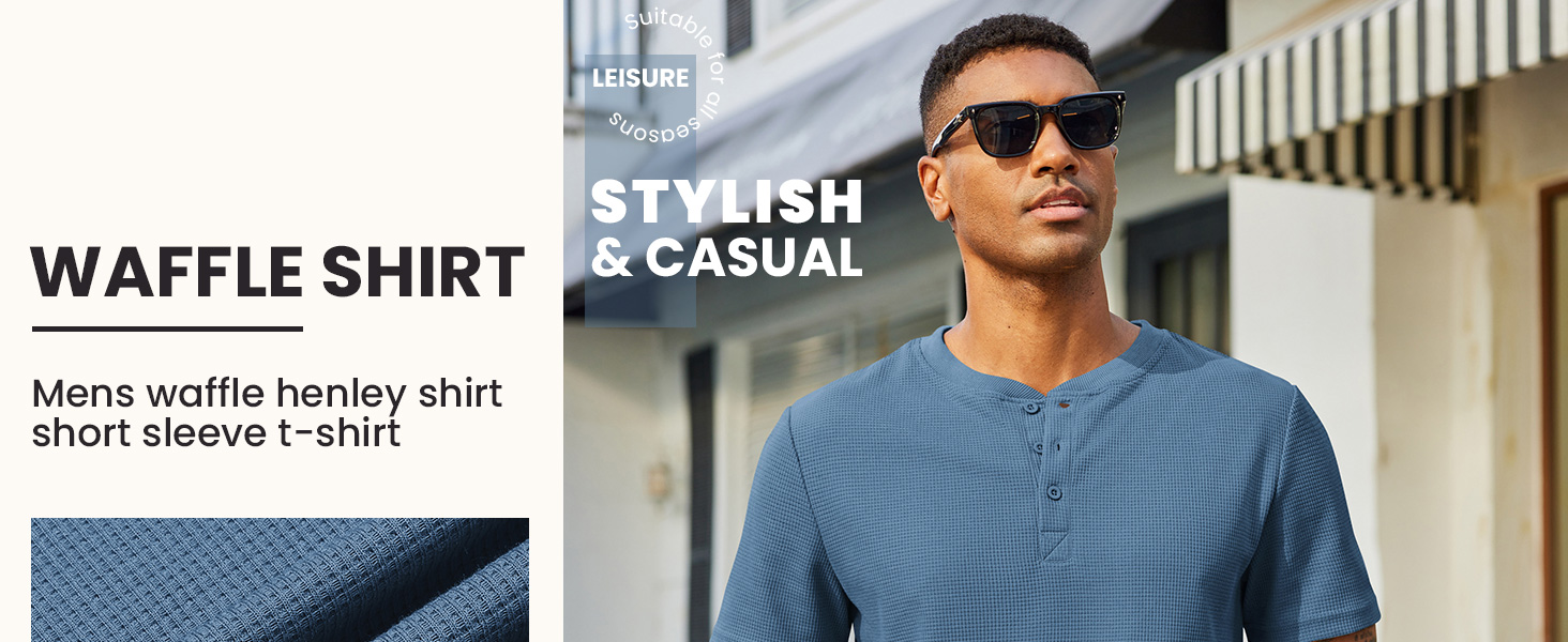 mens waffle henley shirts