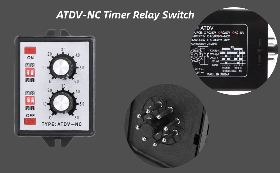 Oumefar AC 220V On Off Twin Timer Relay Knob Control Timer Switch 6S