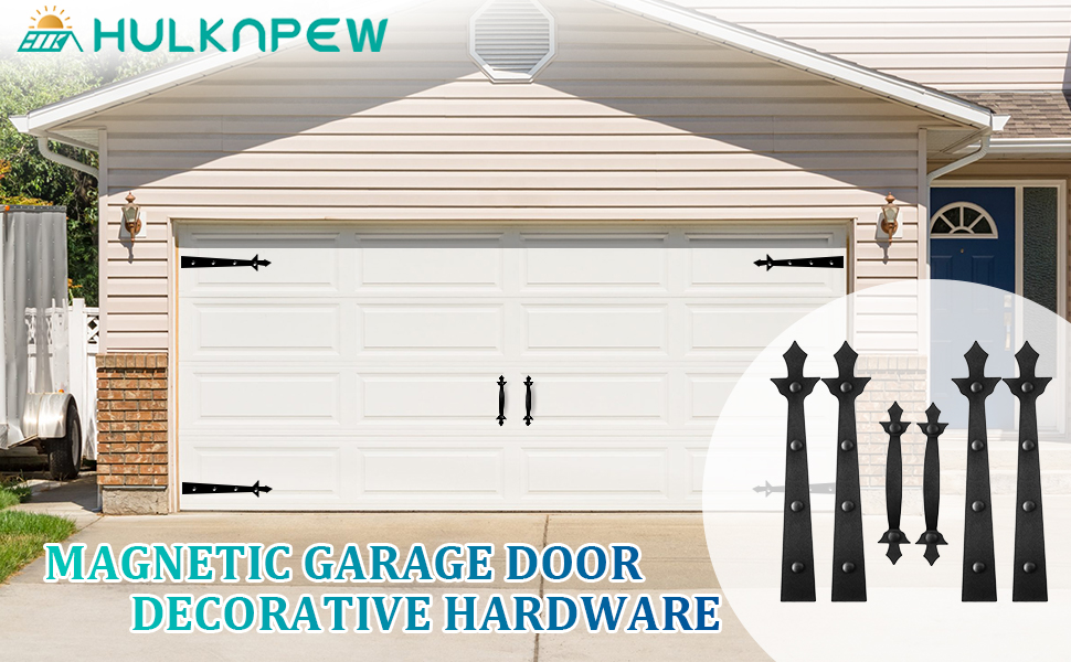 HULKNPEW Garage Door Decorative Hardware, 4 Hinges+2 Handles