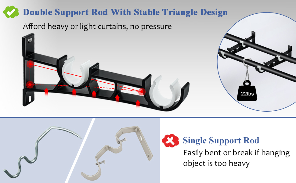 Curtain Pole Brackets, Double Curtain Pole Bracket 28mm Heavy Duty