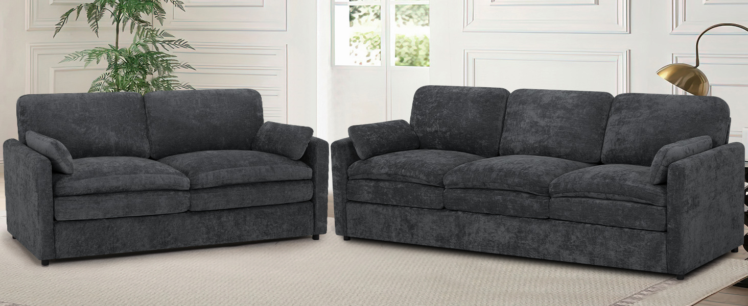 Classic Chenille Sofa Set with 2 Extra Armrest 15 CHENILLE SOFA