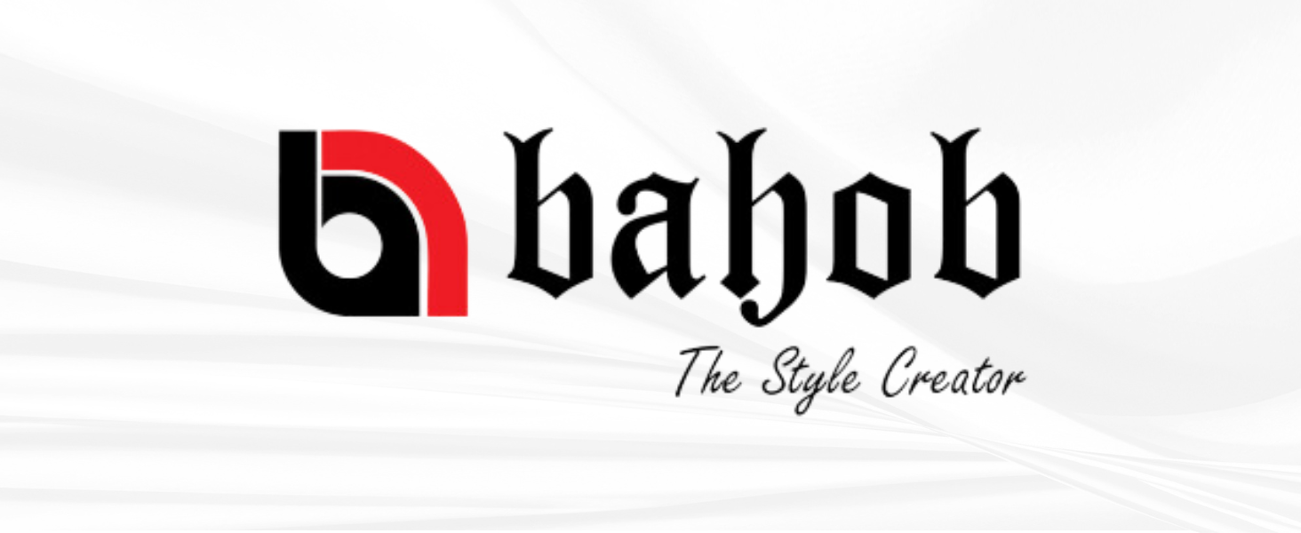 Logo featuring 'bahob' in black text. Stylized 'b' icon in red to the left. Tagline 'The Style Creator' below in smaller font.