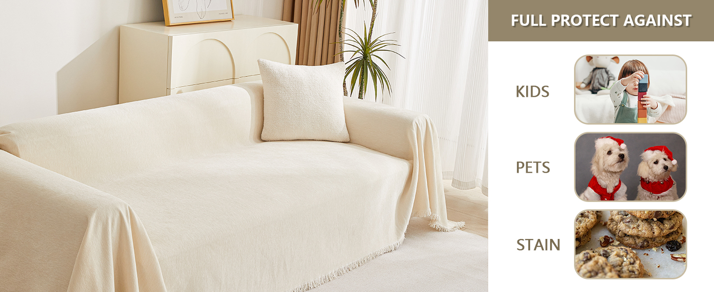 Protect your sofa or furniture from daily wear and tear, kids, pets, dog scratches