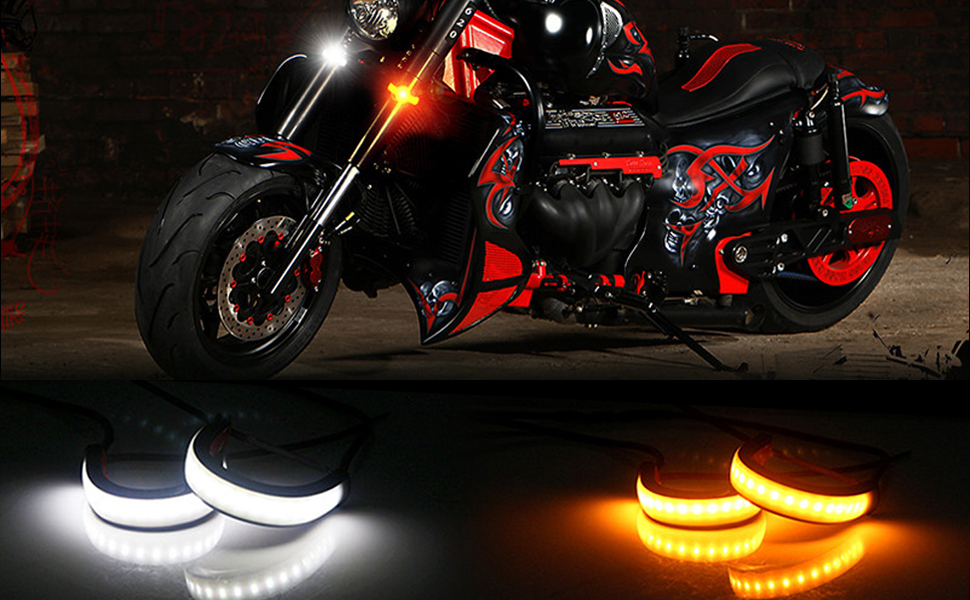 JinRuiT 2Pcs Motorcycle LED Fork Turn Signal Blinkers