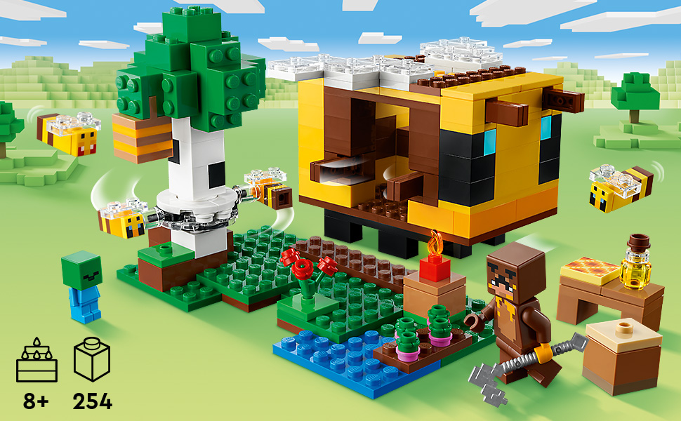 LEGO® Minecraft® The Bee Cottage 21241 Building Toy Set; Fun Honey Farm