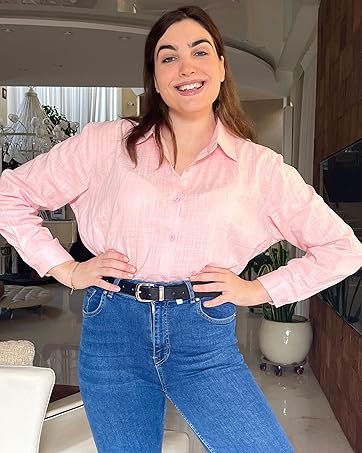 pink button down shirt