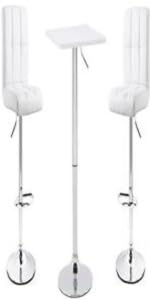 3-Piece Square Swivel Adjustable Bar Table with Two Bar Stools White