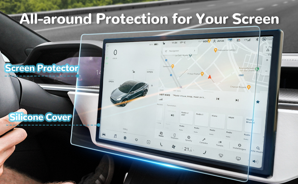 GREASIM Model 3/Y Screen Protector for Tesla 2023,HD Tempered Glass Screen Protector
