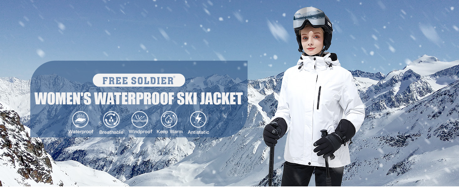 FREE SOLDIER Women's Waterproof Ski Snow Jacket Fleece