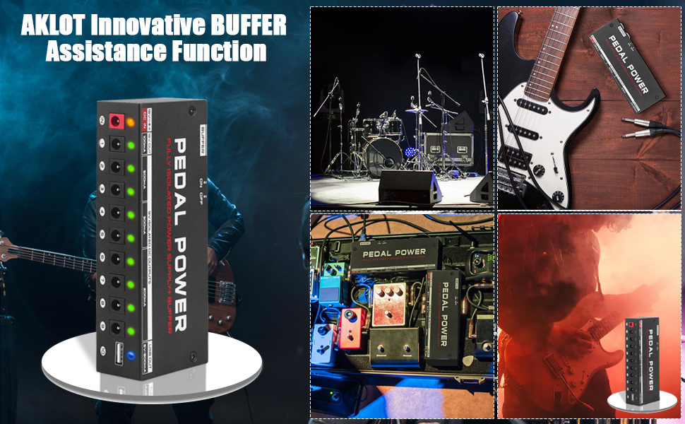 AKLOT Fully Isolated Guitar Pedal Power Supply 10 DC Outputs for 9V/18V