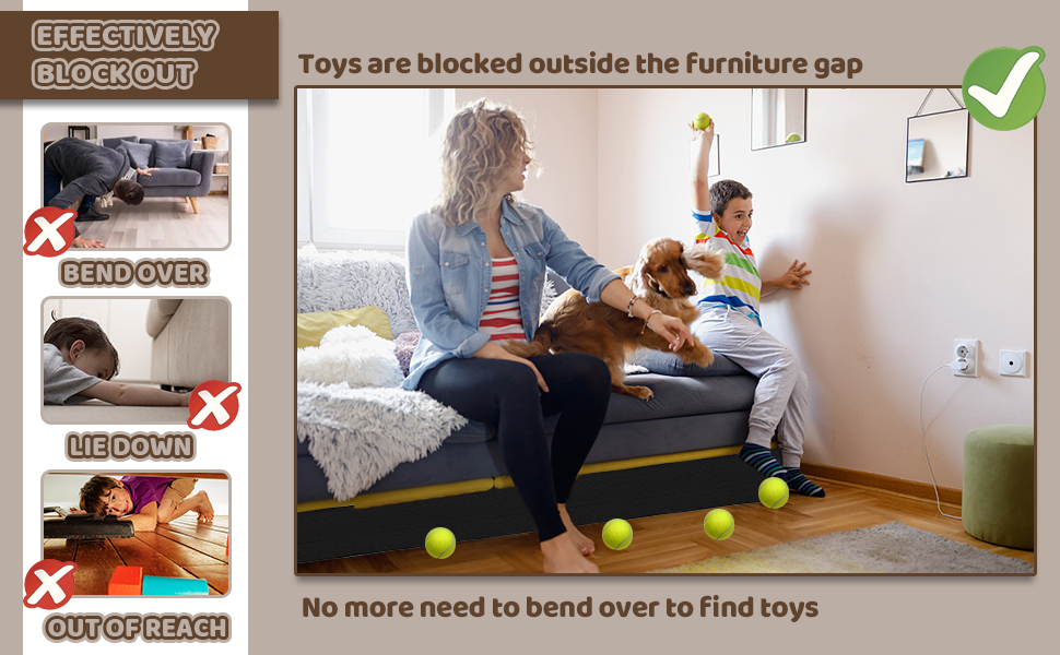 STAY GENT 8cm x 3m Under Couch Blocker for Toys, Reusable Toys Blocker