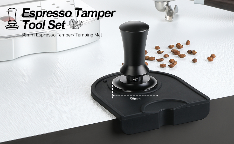 Encoola Espresso Tamper 58mm Coffee Tamper Set Includes Coffee Tamping Mat 30lb