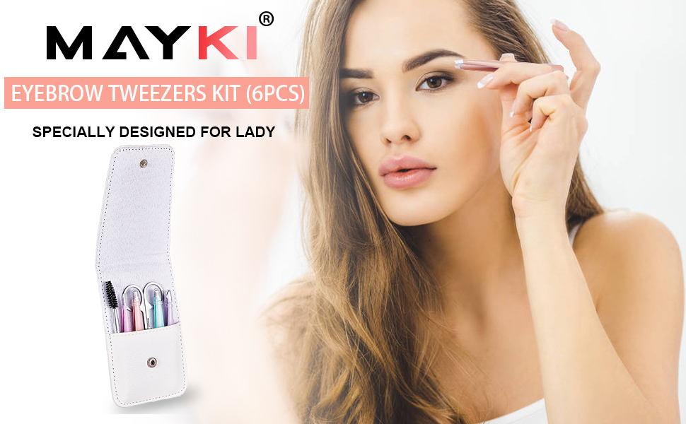 Eyebrow Tweezers Women 6Pcs, Professional Eyebrow Tweezers Kit