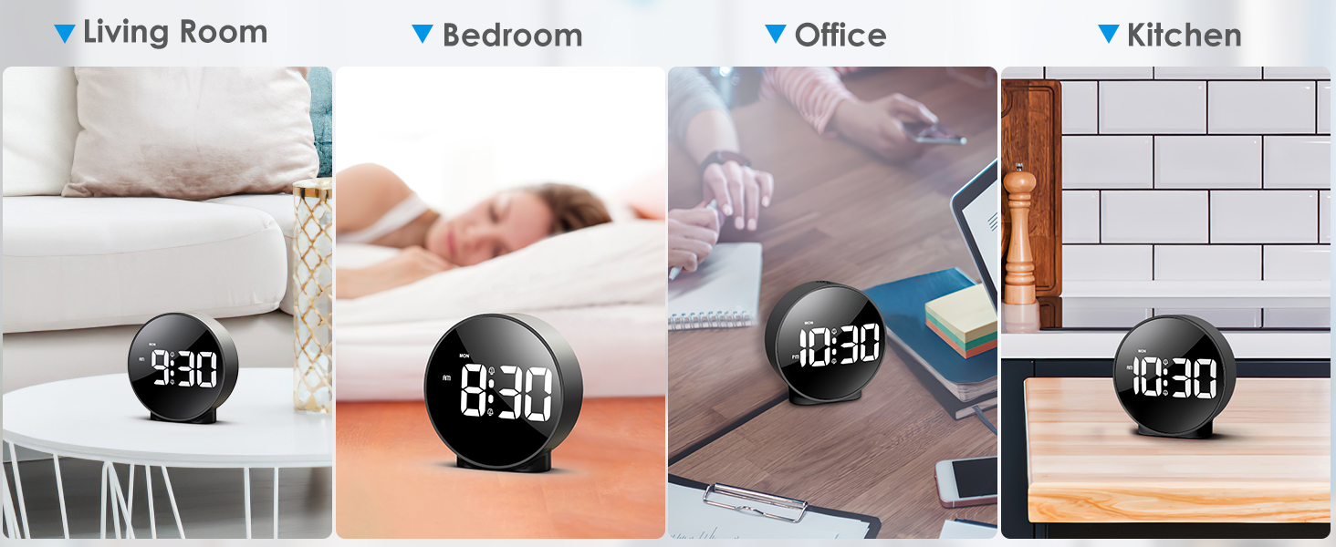 AMIR Digital Alarm Clock, LED Electronic Clock, Small Desk Clock with 2
