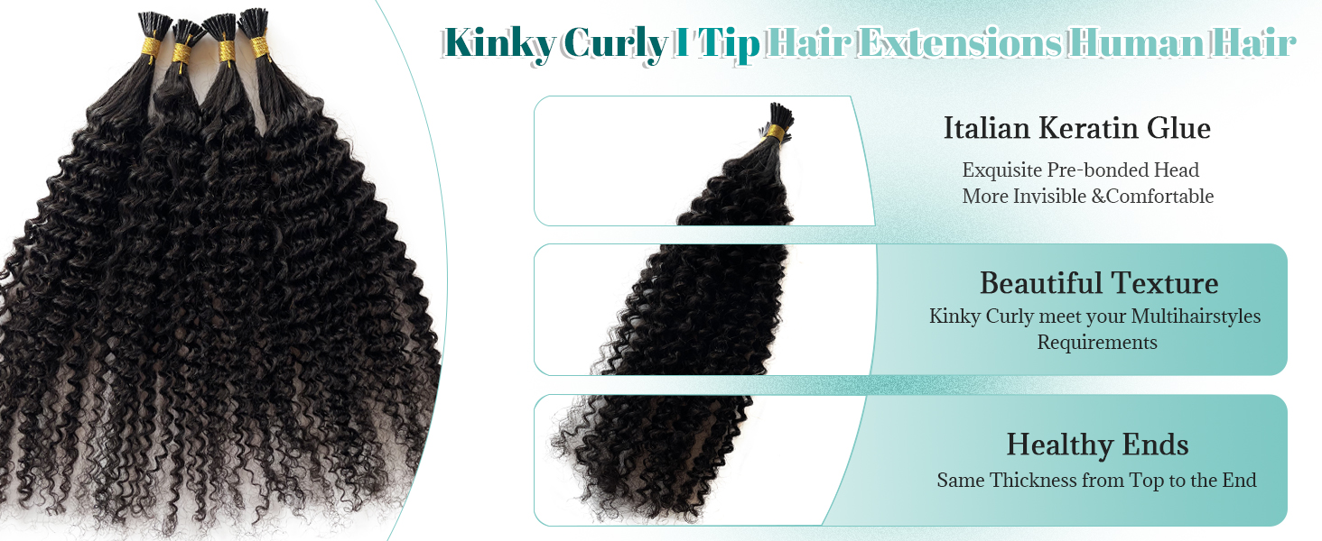extensiones de cabello humano hair Kinky curly i tip hair extensions