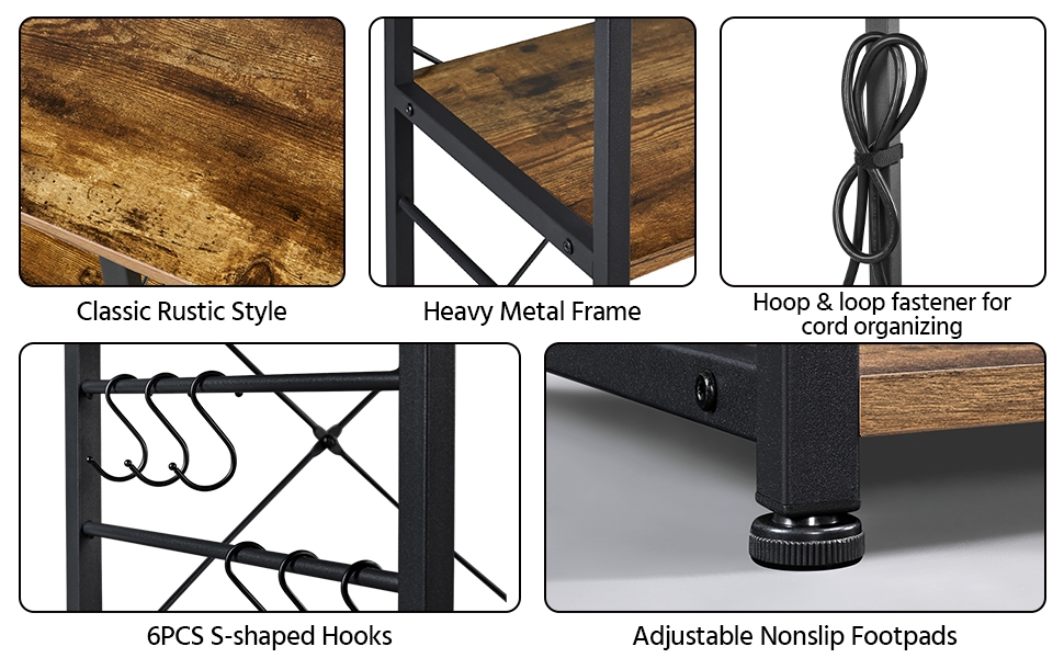 Yaheetech Kitchen Bakers Rack with Power Outlet & Wire