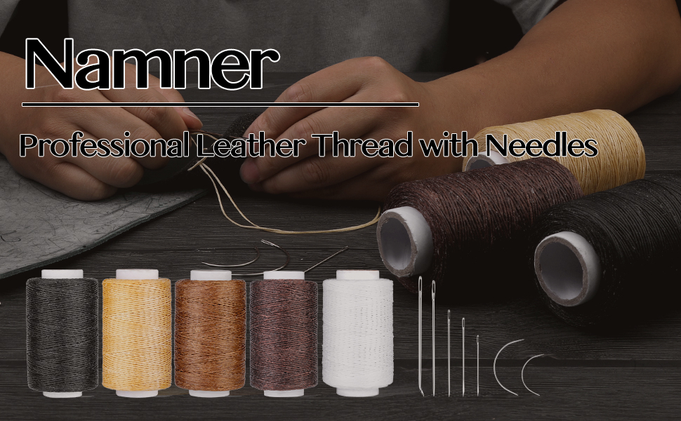 250M Leather Waxed Thread, Sewing Waxed Thread Cord with Leather Needles, Upholstery Repair