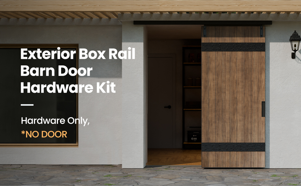 Box Rail Hardware Heavy Duty Steel Sliding Barn Door Track, Ceiling Mount Kit